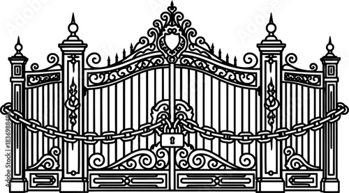 whispers of grandeur an elegant barrier to exclusive domains and untold histories, isolated on transparent background