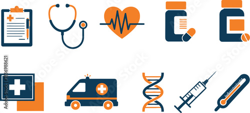 Healthcare Medical Icons Set Collection Symbols with vector illustration