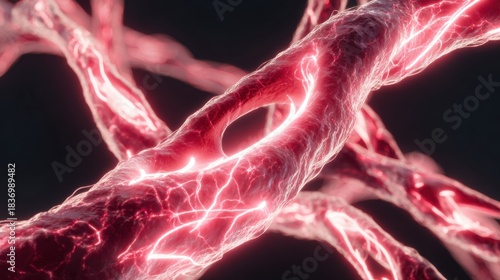 Glowing Blood Vessel Network Displaying Internal Structure
