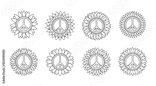 Ornamental peace sign collection decorative emblem symbols for peace and love designs vector