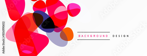 Abstract vector illustration. Overlapping circles, vibrant reds, pinks, blues create modern design. Minimalist aesthetic, clean lines.