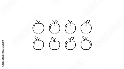 Hand drawn sketchy apples collection fresh fruit organic food healthy eating simple line art vector