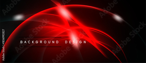Abstract red lines form dynamic shape over black background. Bright glow emanates from central point, creating futuristic feel.