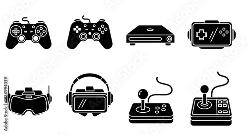 Dynamic collection of gaming controllers, consoles, and VR headsets for immersive entertainment and digital experiences