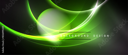 Abstract green waves, glowing lines, dark background. Modern design element, vibrant energy, smooth curves, dynamic composition.
