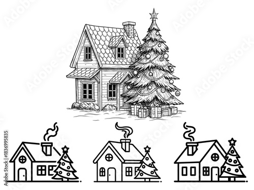 House with a Christmas Tree in the Yard