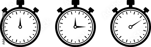 Stopwatch Time Set: Zero, One, and Measured Duration Icons
