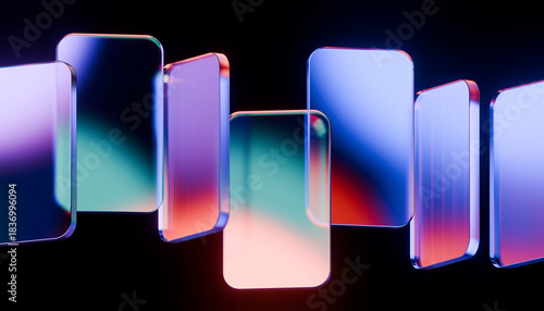 Colorful abstract shapes with gradient lighting create futuristic and dynamic visual effect