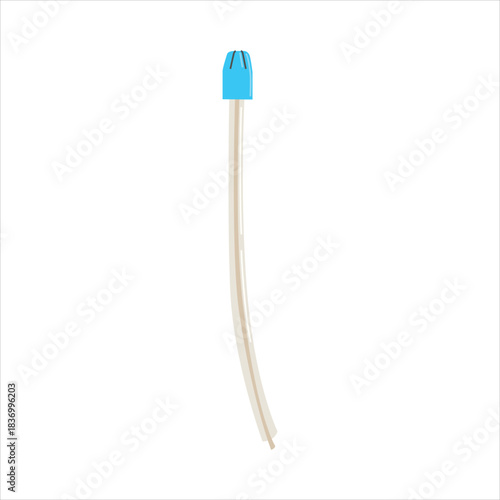 Flexible medical tubing with blue connector, healthcare concept Vector