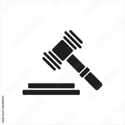 Gavel and sound block icon representing justice, law, and auction Vector