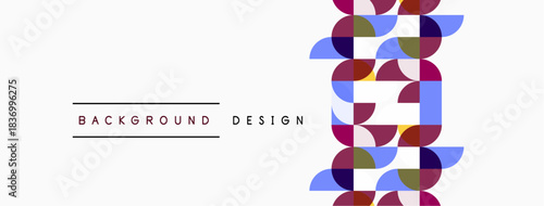 Abstract geometric pattern. Circles overlap creating colorful vertical design. Minimalist style with text labels present. Clean, modern aesthetic.