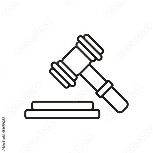 Gavel and sound block line icon representing legal authority Vector