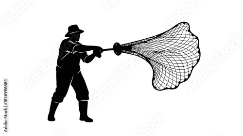 Illustration of black silhouette people including a soldier with a sword and a boy with a gun near a woman and a man