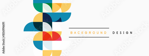 Abstract geometric shapes overlap, creating colorful pattern. Background includes text background, design. Simple, modern aesthetic.