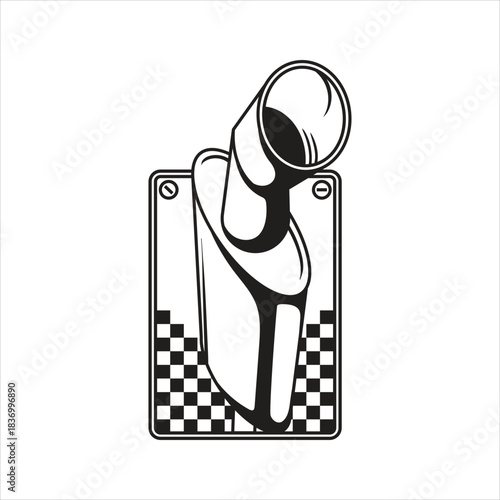 Vintage style manual gear shift stick with checkered flag design Vector