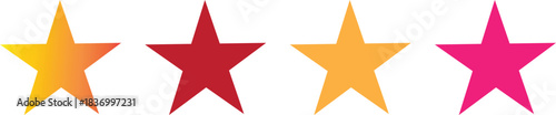 Colorful Gradient Star Rating Icons Set