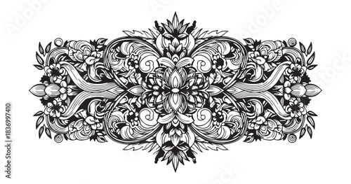 Vintage pattern vector illustration of floral skull with wings and flowers for tattoo design element