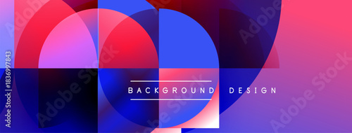 Abstract geometric composition. Overlapping circles create vibrant color gradients, modern design elements. Text reads background design.