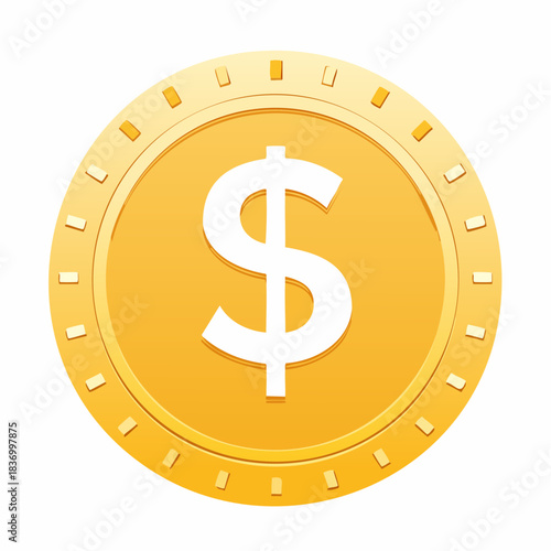 Golden coin with dollar symbol