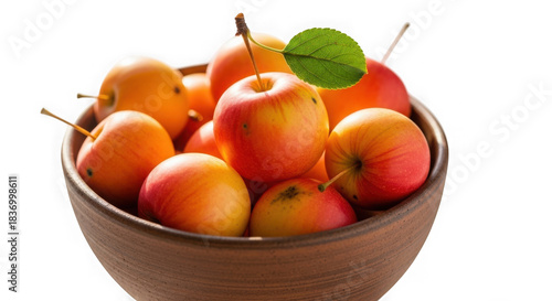 3d bowl of fresh apples isolated on transparent background