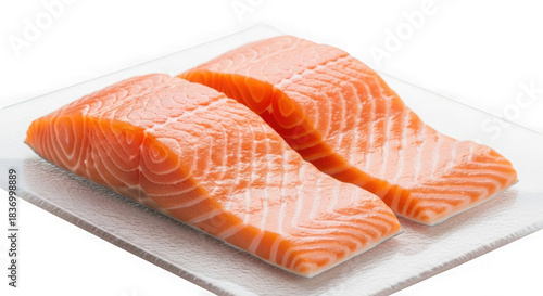 3d raw salmon fillets fresh seafood isolated on transparent background