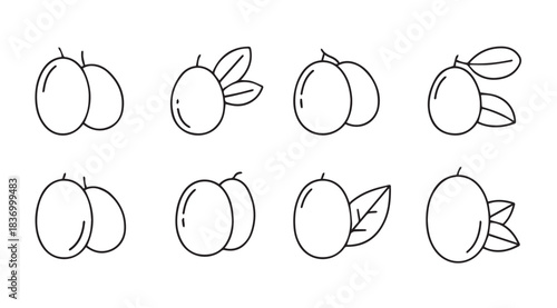 Hand drawn fruit icons set fresh produce line art sketch collection vector