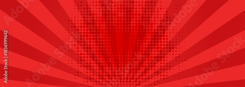 Red comic sunburst effect background with halftone. pop art comic-style vector background. Suitable for templates, sale banners, events,vector ilustration eps10