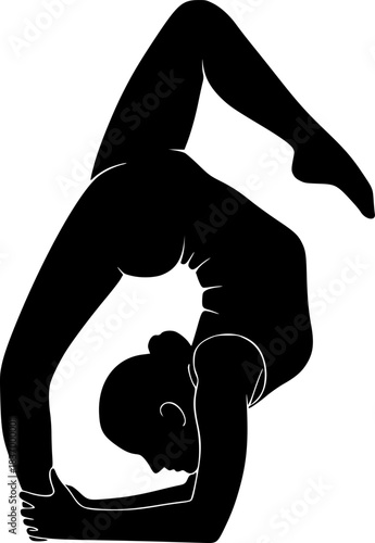 Yoga Woman Silhouette Exercise Vector Icon
