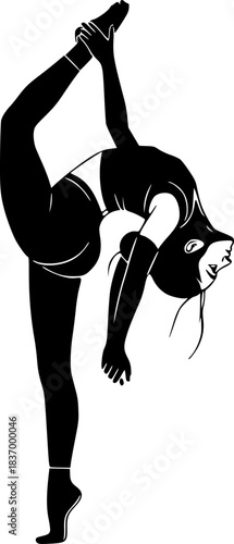 Yoga Woman Silhouette Exercise Vector Icon
