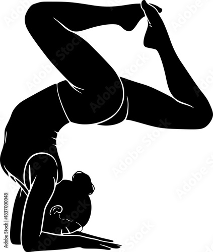 Yoga Woman Silhouette Exercise Vector Icon
