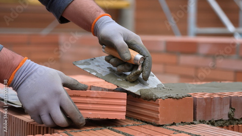 Photos construction worker with trowel
