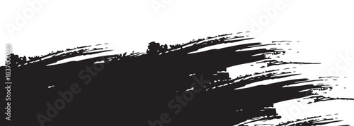 Bold Black Brush Stroke Abstract Art on White Background for Creative Design and Texture Works.vector eps10