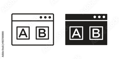 A B test icons in black glyph and liner versions for design.