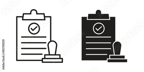 Approved document icons in black glyph and liner versions for design.