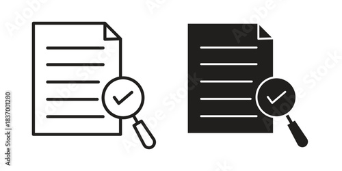 Audit icons in black glyph and liner versions for design.