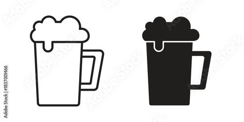 Beer mug icons in black glyph and liner versions for design.