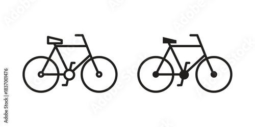 Bicycle icons in black glyph and liner versions for design.