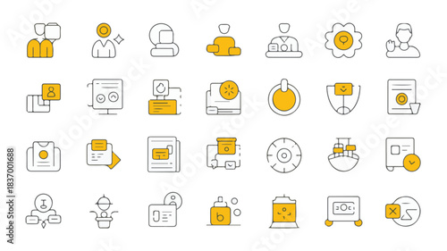 User Interface Icons Representing People, Technology, and Business Processes