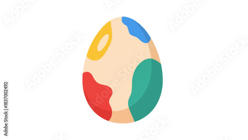 A speckled egg with abstract splotches of color