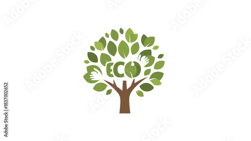 A tree with leaves forming the word ECO