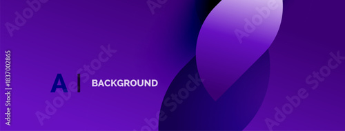 Purple gradient background features abstract shapes, text AI BACKGROUND. Minimalist design, modern aesthetic, vibrant colors present.