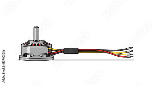 An illustration of a brushless electric motor with wires