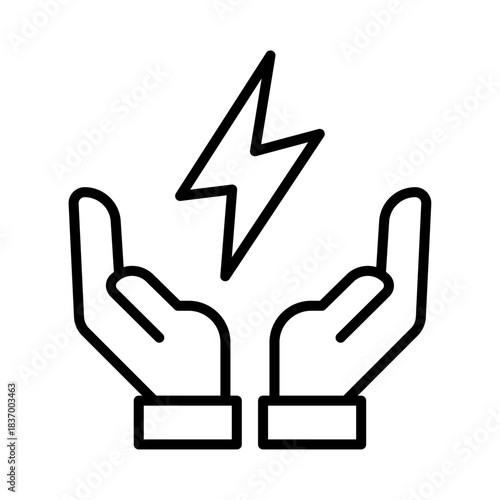 Save energy icon sign vector. Environmental economics, social responsibility for nature. Hands holding electricity sight. Save planet. Thin line icon, ecology icons Vector illustration. 