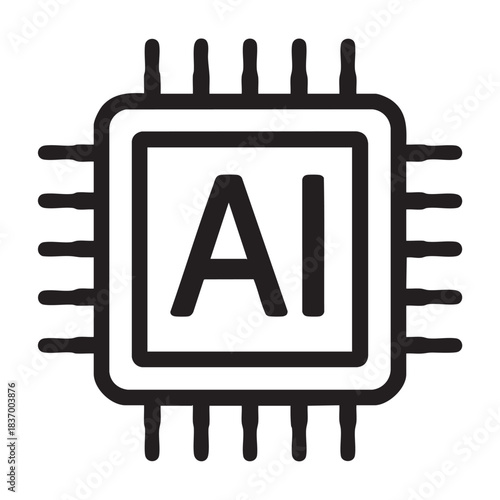 Artificial intelligence microchip icon representing computing power and machine learning