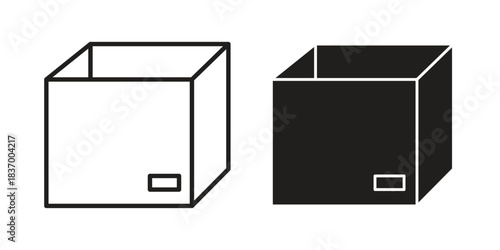 Box icons in black glyph and liner versions for design.