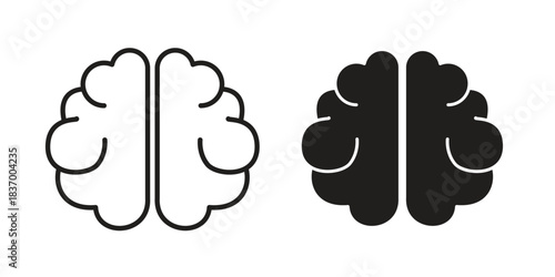Brain icons in black glyph and liner versions for design.