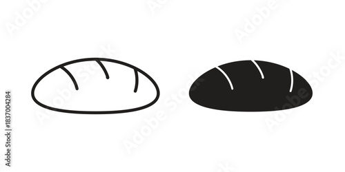 Bread loaf icons in black glyph and liner versions for design.