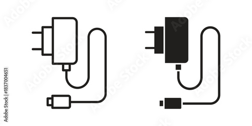Charger icons in black glyph and liner versions for design.