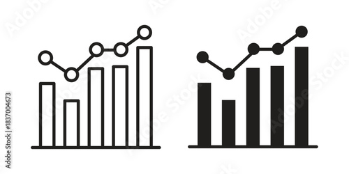 Chart icons in black glyph and liner versions for design.