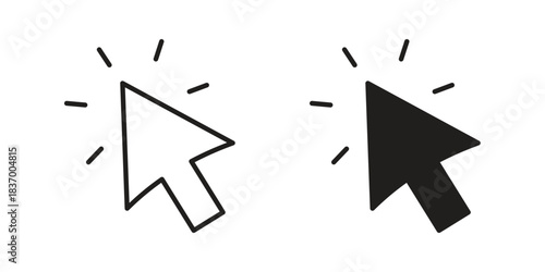 Click icons in black glyph and liner versions for design.